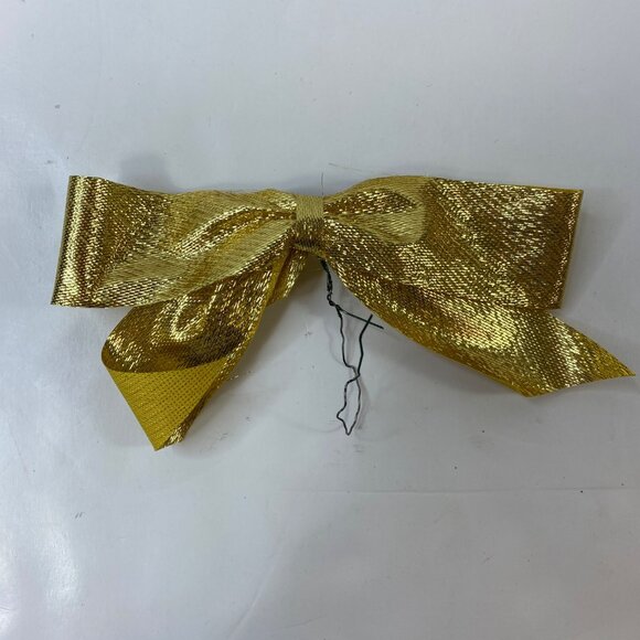 Homemade Gold Shiny Bow Craft Decorations Wire Edged Christmas Ribbon Set of 16 - Picture 2 of 4